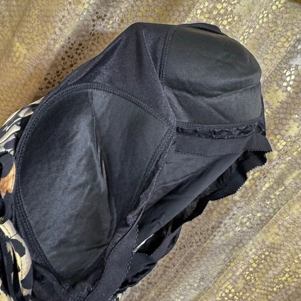 Miraclesuit Chevron Python Jubilee Tankini Top Black Brown Swim Size 16